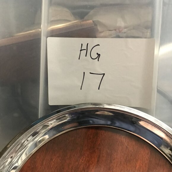 MCM Round Wooden Tray With Silver-Plated Rim By F.B. Rogers Silver Co. 9" - Picture 8 of 8